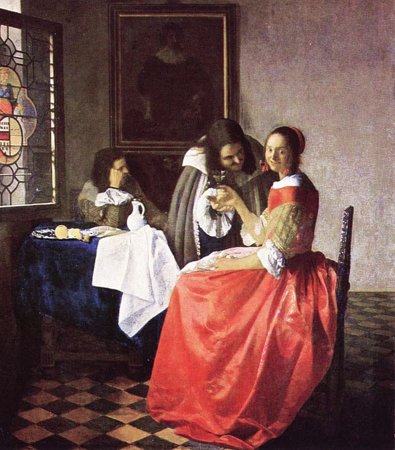 Muchacha con copa de vino, Vermeer - Girl with a glass of wine, Vermeer.