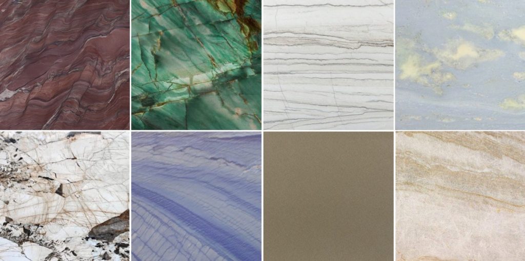 Quartzite types for architecture and interior design